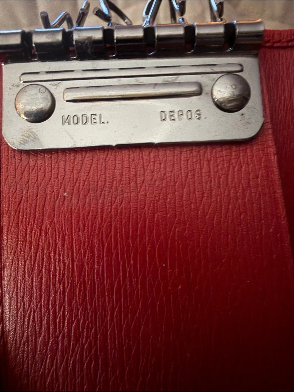 GUCCI Red Leather Key Case/Card Holder w/Silver-Tone Gucci Closure & Hardware